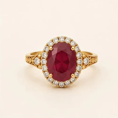 Lal Ruby Halo Ring